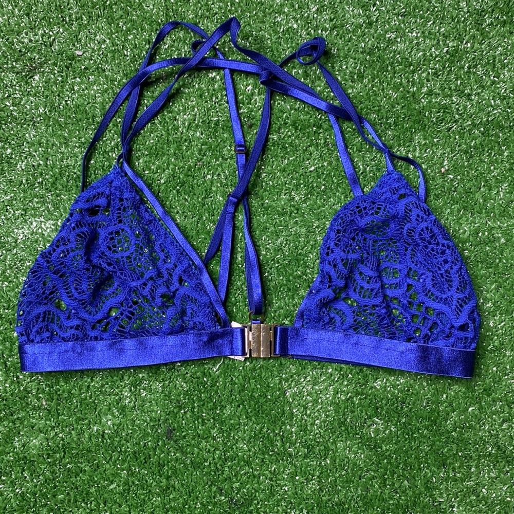 For Love and Lemons Navy Blue Lace Bralette S
